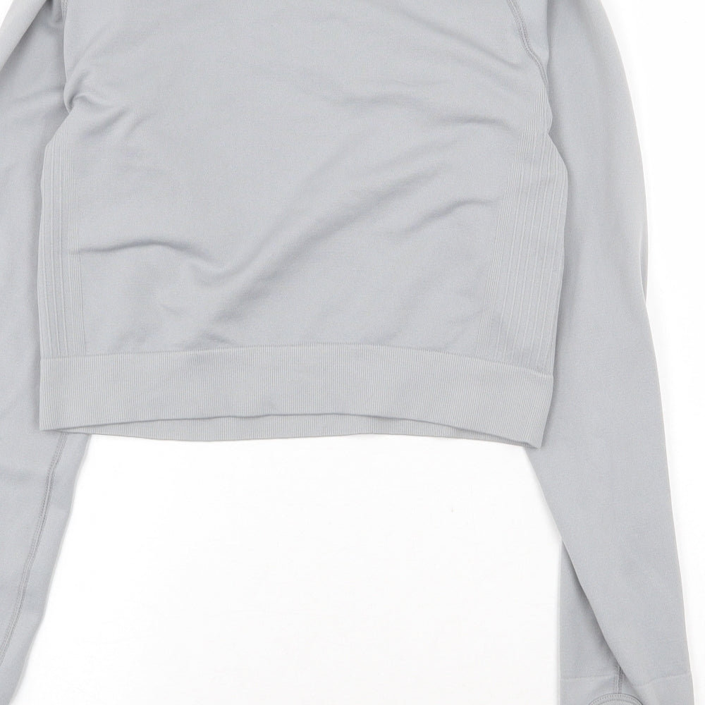 Womens UK Size L Workout Grey Cropped T-Shirt