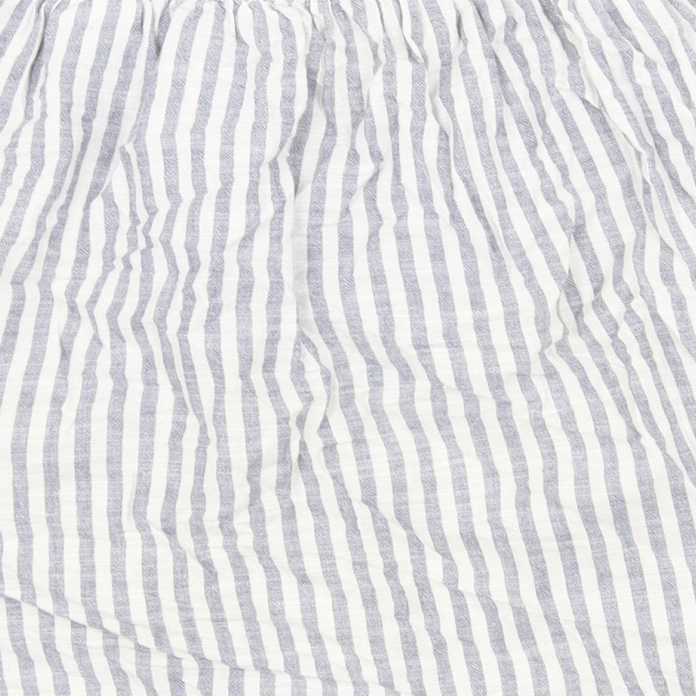 H&M Womens Blue Striped Cotton Mini Skirt Size M
