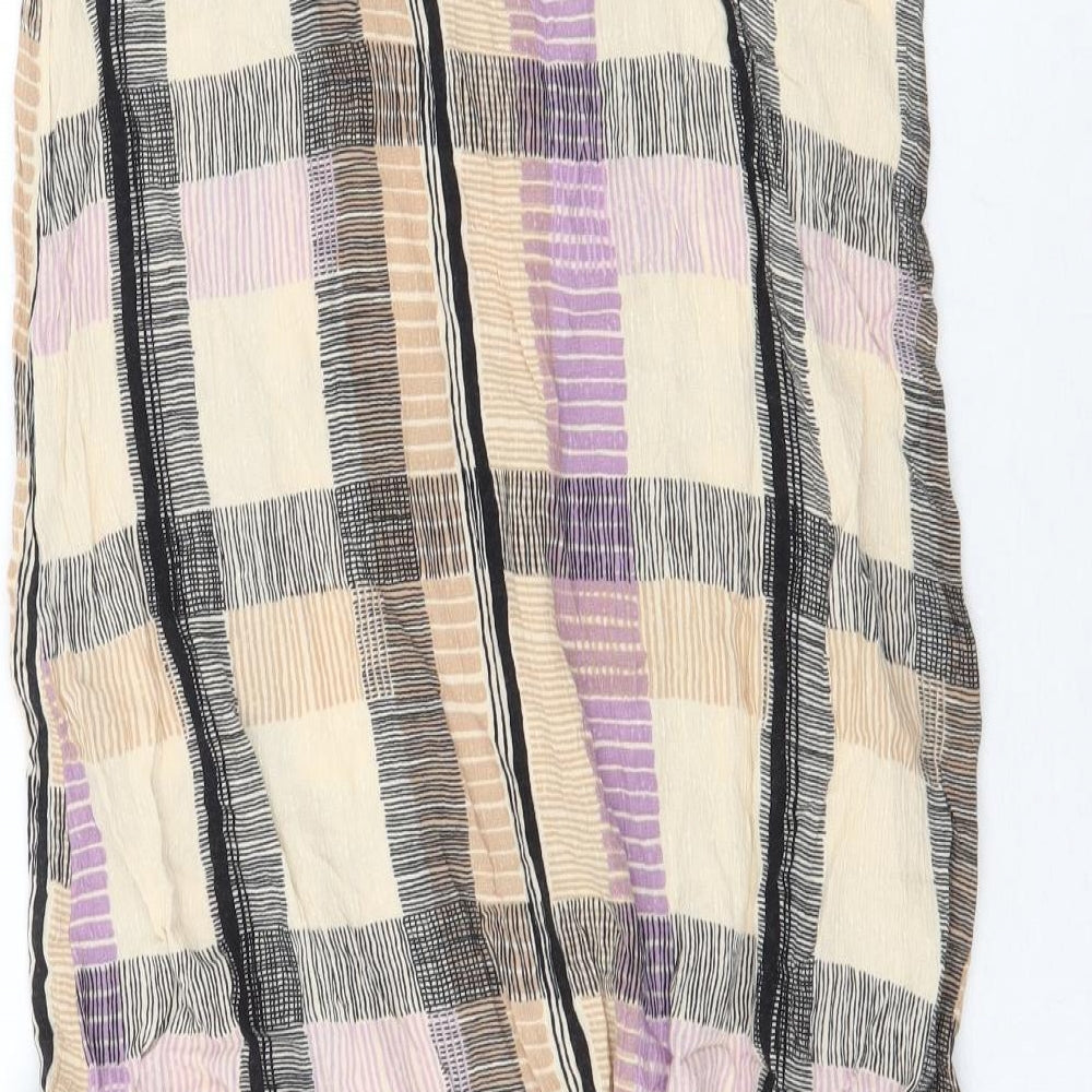 Marks and Spencer Womens Multicoloured Plaid Viscose Slip Dress Size 12 Round Neck Pullover