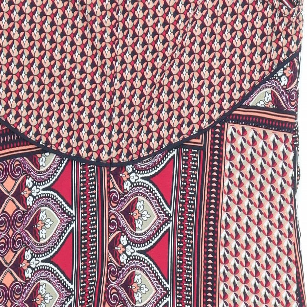 Debenhams Womens Multicoloured Geometric Polyester Tank Dress Size 14 Boat Neck Zip