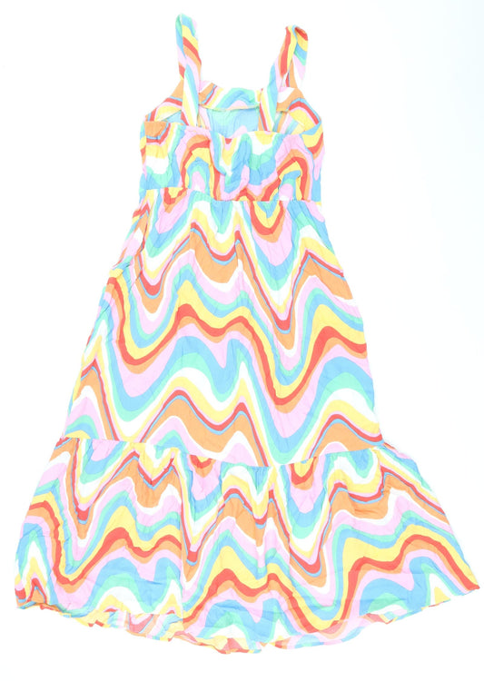 Papaya Womens Multicoloured Geometric Viscose A-Line Size 10 Square Neck Pullover
