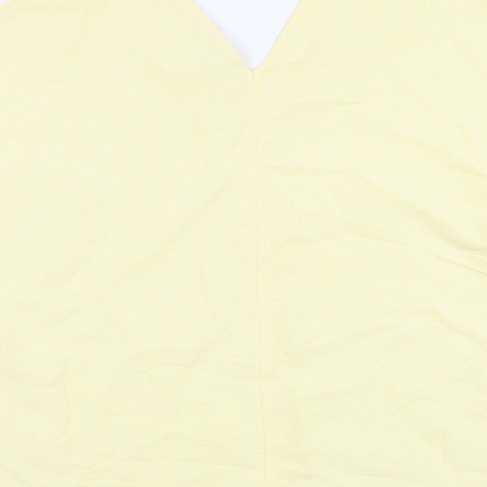 Primark Womens Yellow Polyester Basic T-Shirt Size 8 V-Neck - Box Fit TShirt