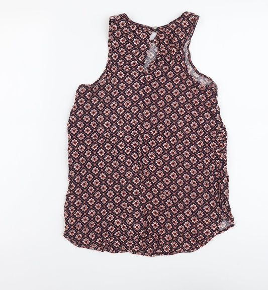 Papaya Womens Multicoloured Geometric Viscose Basic Tank Size 8 Round Neck