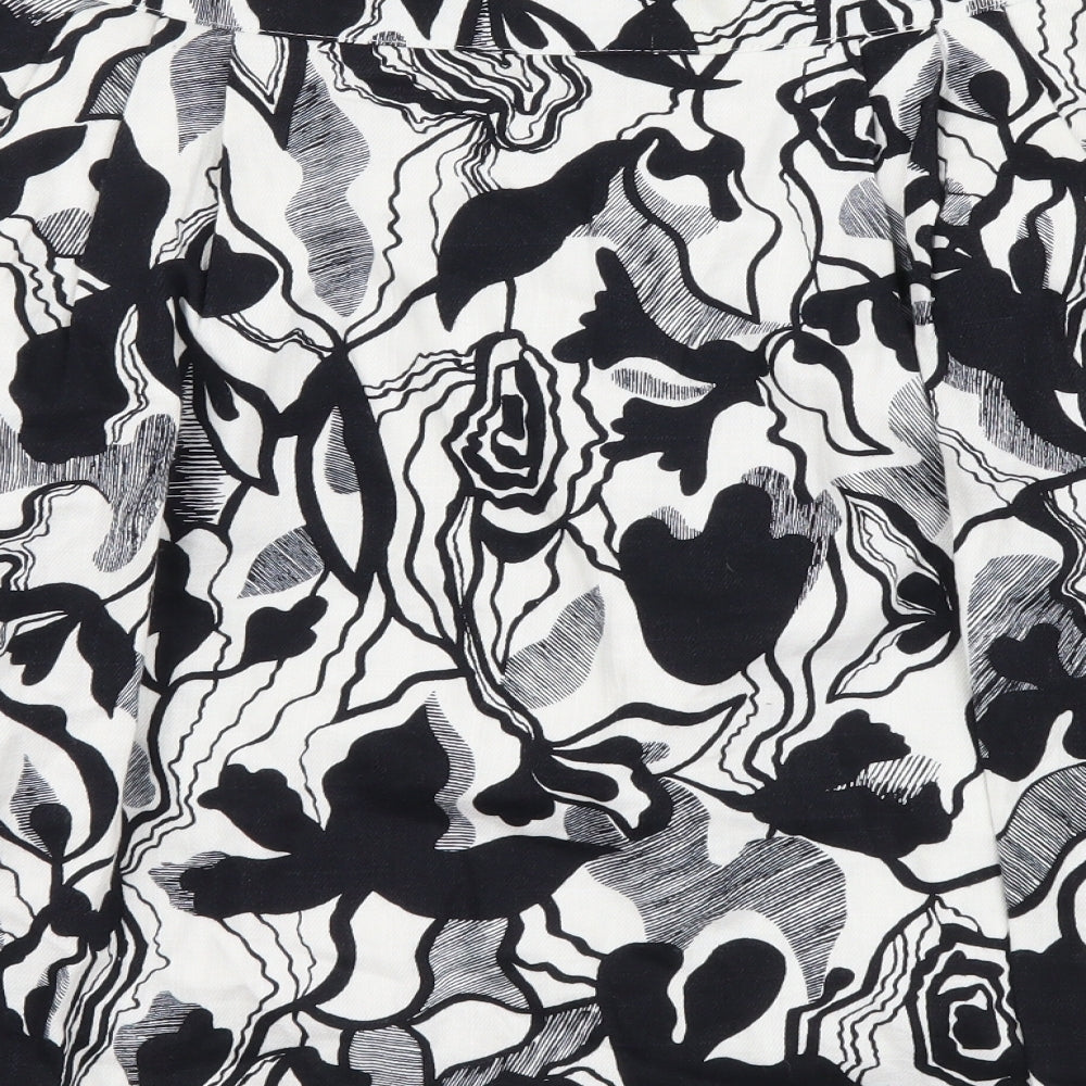 Mango Womens Multicoloured Geometric Cotton Flare Skirt Size M Zip