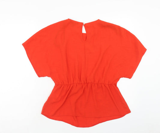 Primark Womens Red Polyester Basic Blouse Size 10 Round Neck