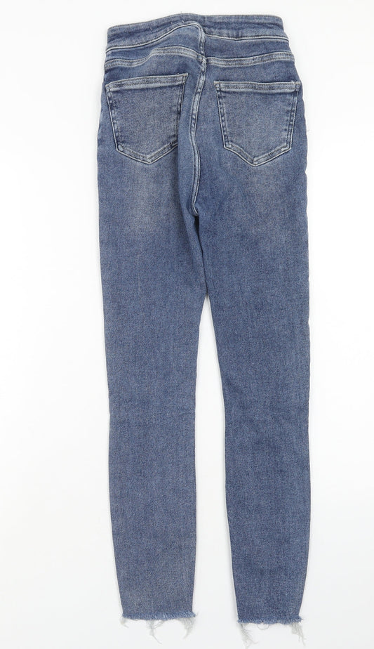 New Look Womens Blue Cotton Skinny Jeans Size 8 Regular Button
