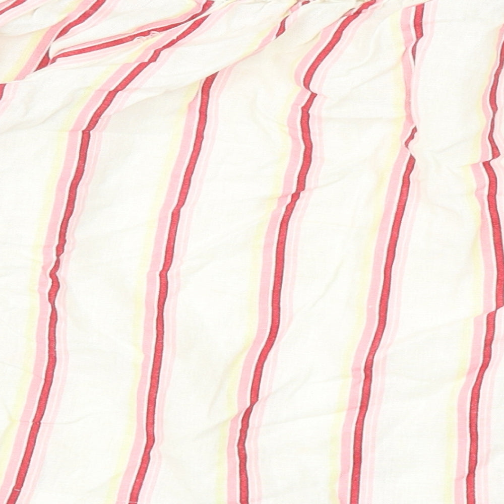 Jack Wills Womens Ivory Striped Linen Basic Blouse Size 10 Off the Shoulder - Tie Sleeve Bardot