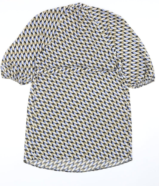 Primark Womens Multicoloured Geometric Polyester Sheath Size 10 V-Neck Pullover