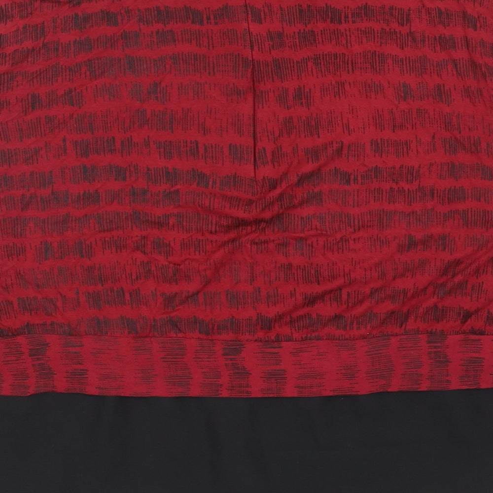 Elle Studio Womens Red Geometric Viscose Basic Blouse Size L Collared