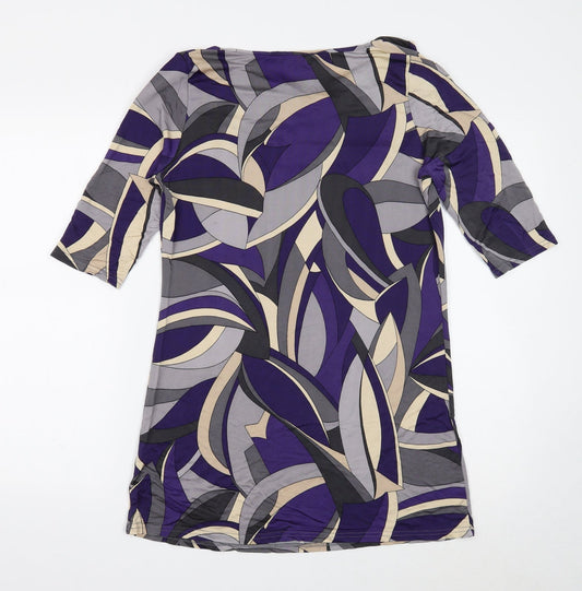 Dorothy Perkins Womens Multicoloured Geometric Viscose Shift Size 10 Cowl Neck Pullover