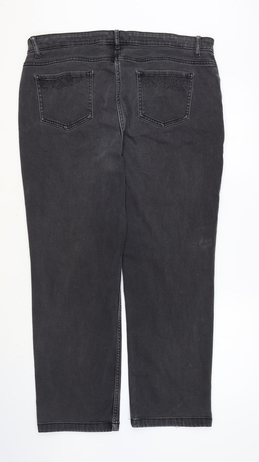 Per Una Womens Black Cotton Straight Jeans Size 36 in Regular Zip