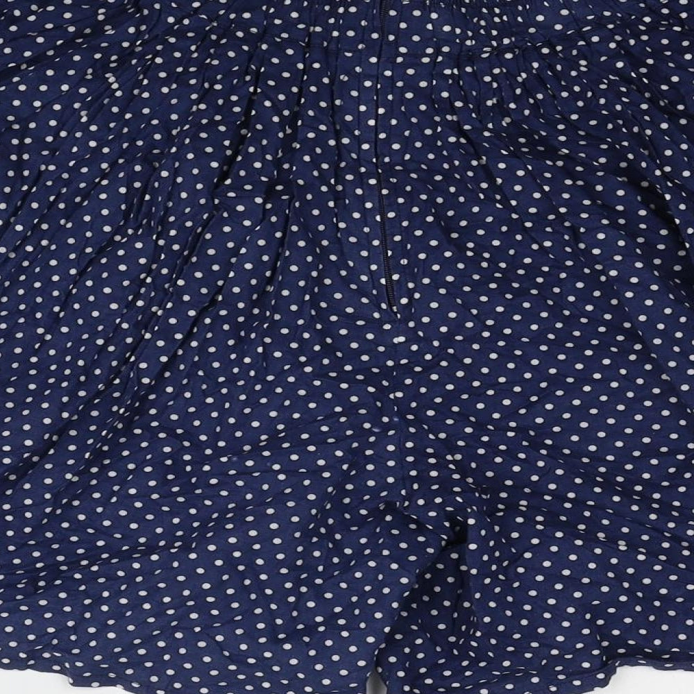 POP Womens Blue Polka Dot Cotton Culotte Shorts Size 26 in Regular Zip