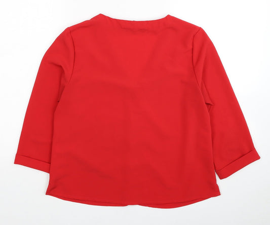 Womens UK Size 10 New Look Red Basic Blouse