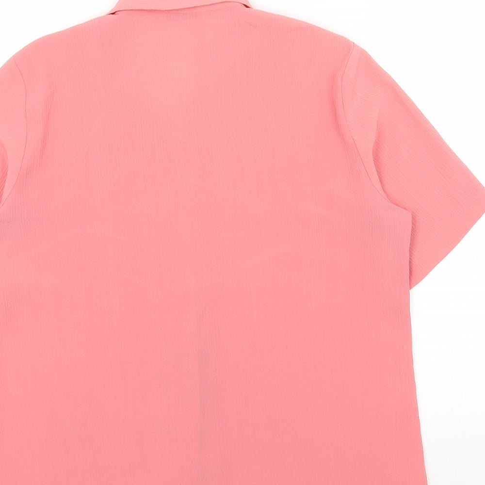 Berkertex Womens Pink Polyester Basic Button-Up Size 16 Collared