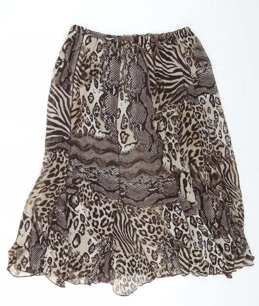 Gerry Weber Womens Brown Animal Print Polyester Flare Skirt Size 22 Zip