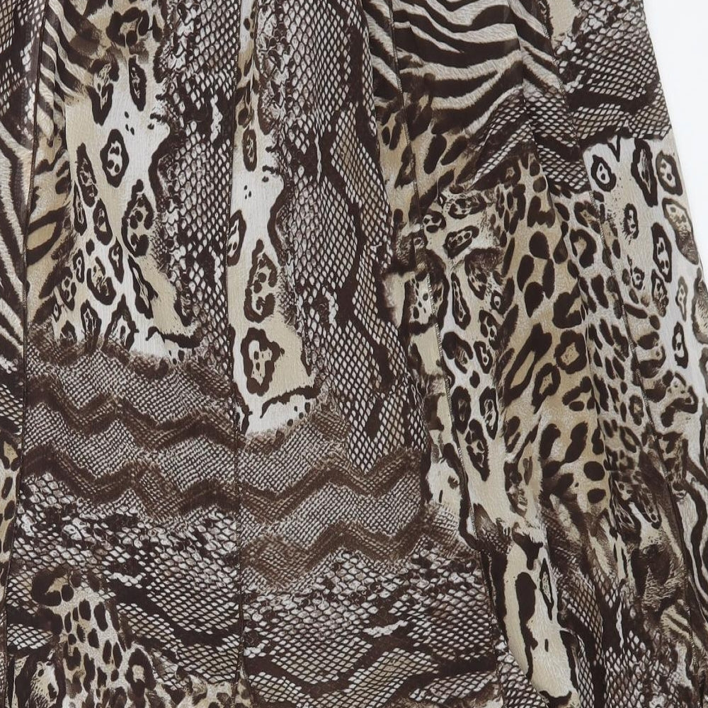 Gerry Weber Womens Brown Animal Print Polyester Flare Skirt Size 22 Zip