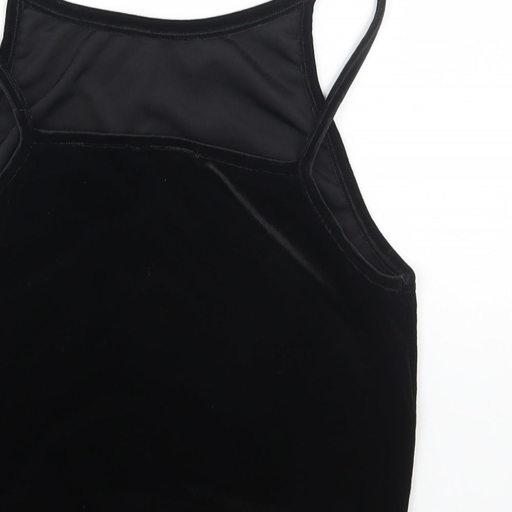 Womens UK Size S Preworn Black Cropped Tank