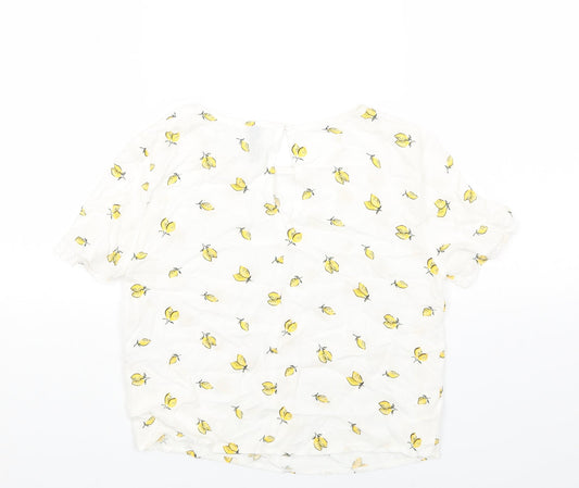 Womens UK Size 4 H&M White Basic T-Shirt