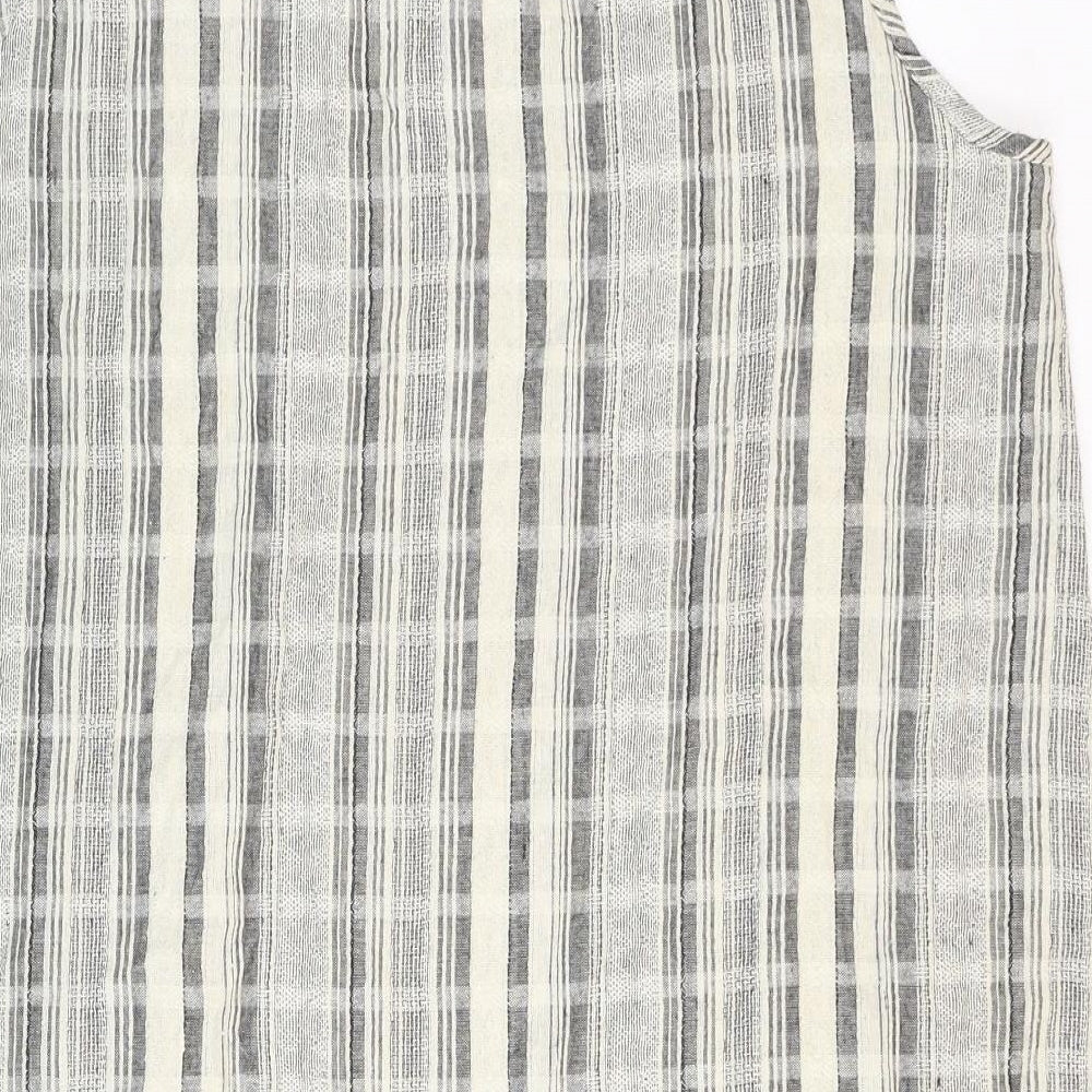 Elisssa Womens Beige Plaid Cotton Shift Size XL Boat Neck