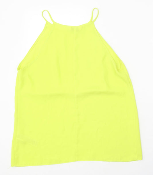 Miss Selfridge Womens Yellow Polyester Basic Tank Size 14 Round Neck