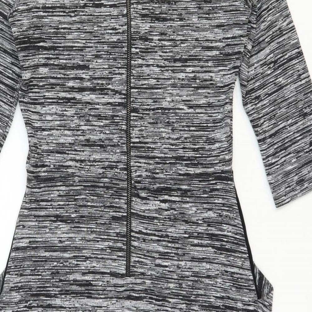 French Connection Womens Grey Polyester Pencil Dress Size 10 Boat Neck Zip