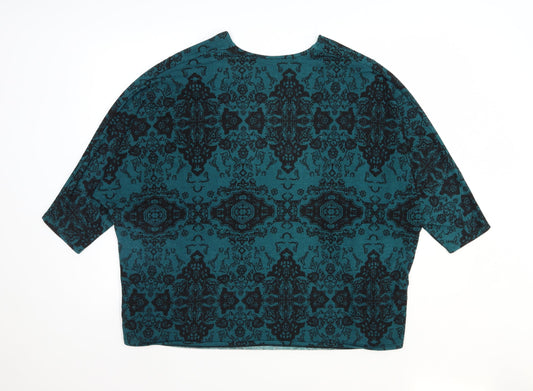 Womens UK Size M Sparkle & Fade Green Shrug Jumper