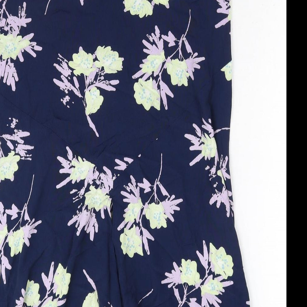 Country Casuals Womens Blue Floral Viscose Trumpet Skirt Size M