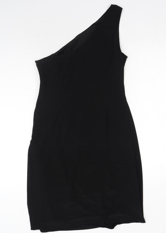 JS Boutique Womens Black Polyester A-Line Size 14 Off the Shoulder Zip
