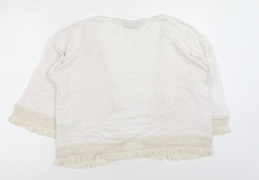 Dorothy Perkins Womens Ivory V-Neck Polyester Shrug Jumper Size L