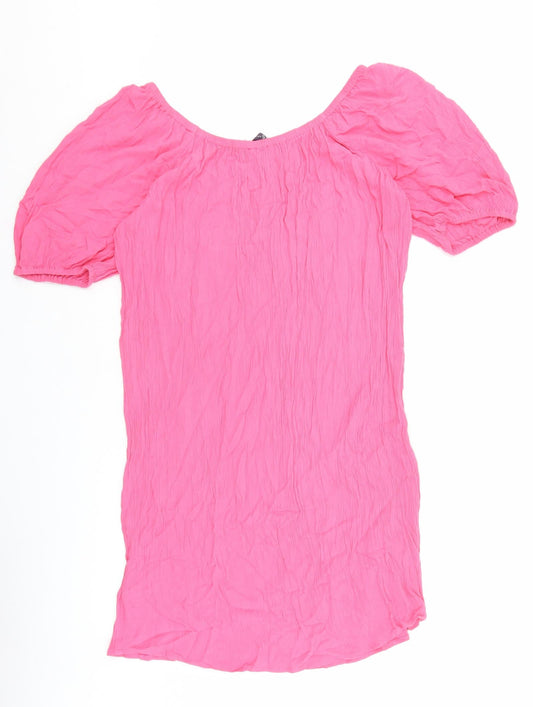 Marks and Spencer Womens Pink Viscose Shift Size M Off the Shoulder Pullover