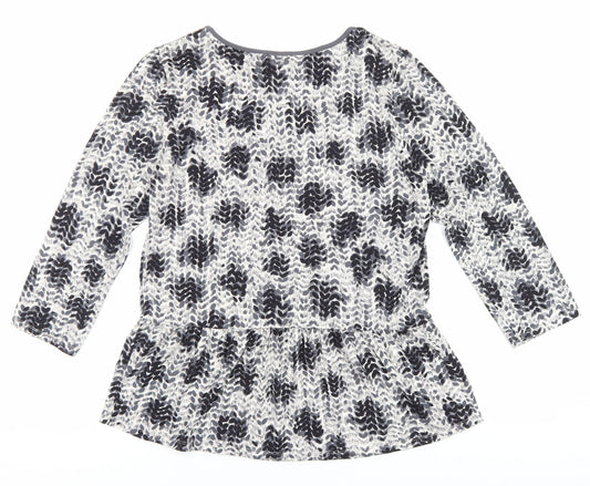 EAST Womens Black Geometric Viscose Basic Blouse Size S V-Neck