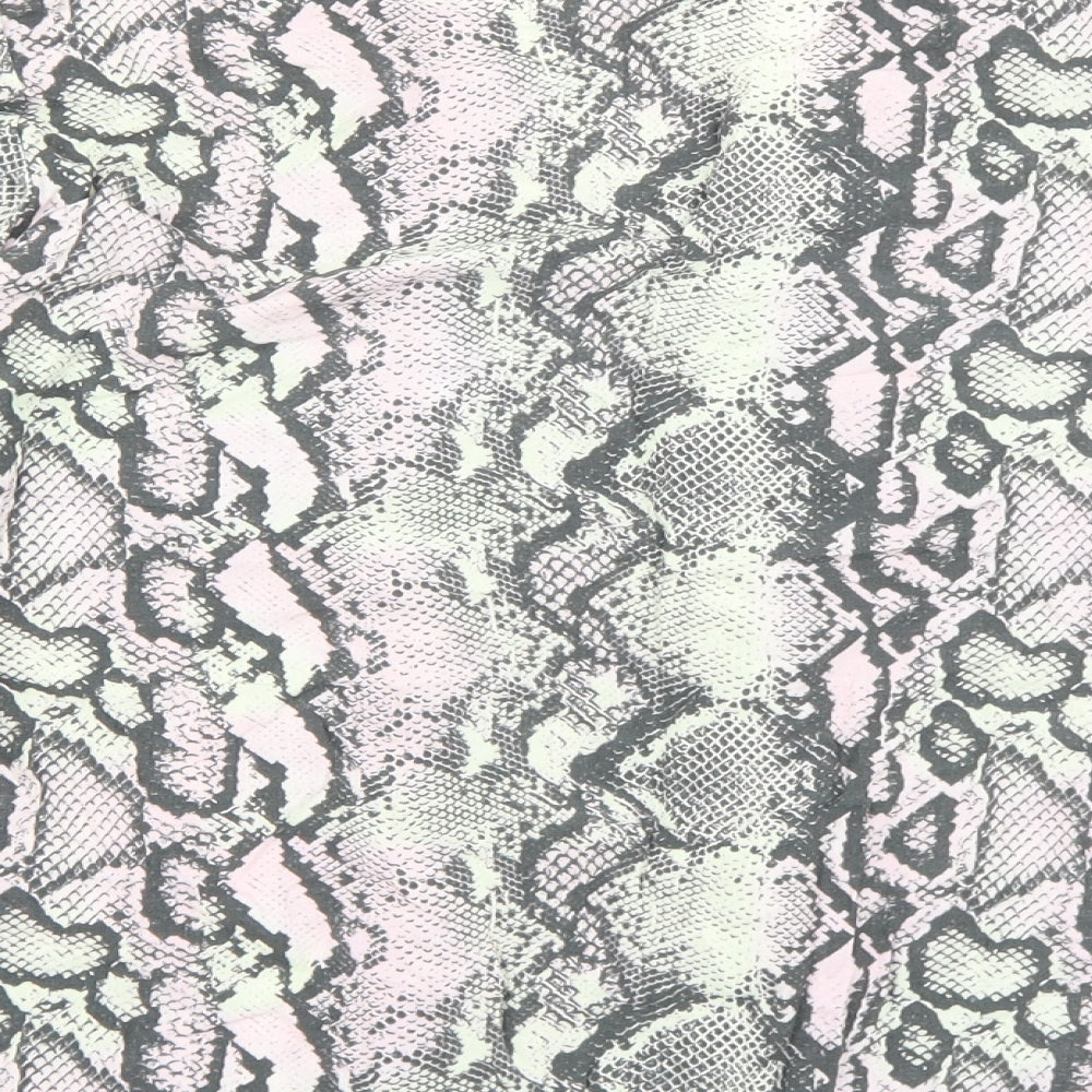 Nutmeg Womens Multicoloured Animal Print Viscose Basic Blouse Size 10 V-Neck - Snake Print