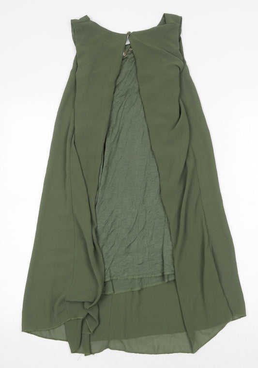 Quiz Womens Green Polyester A-Line Size M Boat Neck Button