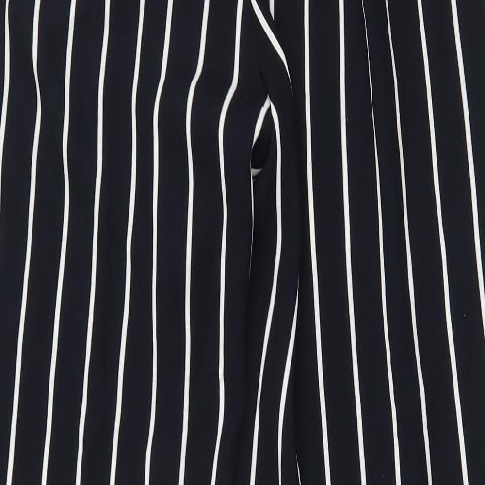 Liz Claiborne Womens Black Striped Polyester Trousers Size 8 Regular Zip