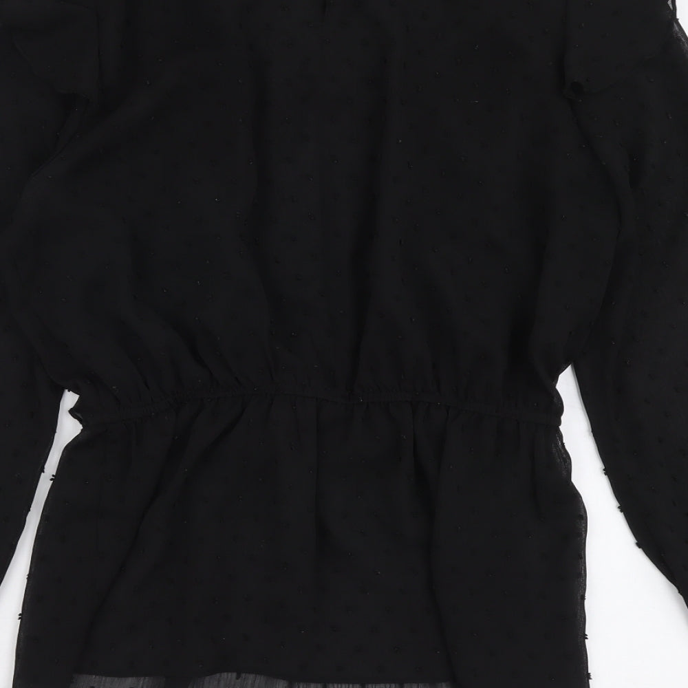 Papaya Womens Black Polyester Basic Blouse Size 8 Boat Neck - Peplum