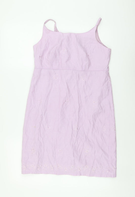 Gap Womens Purple Polyester Slip Dress Size 8 Round Neck Zip