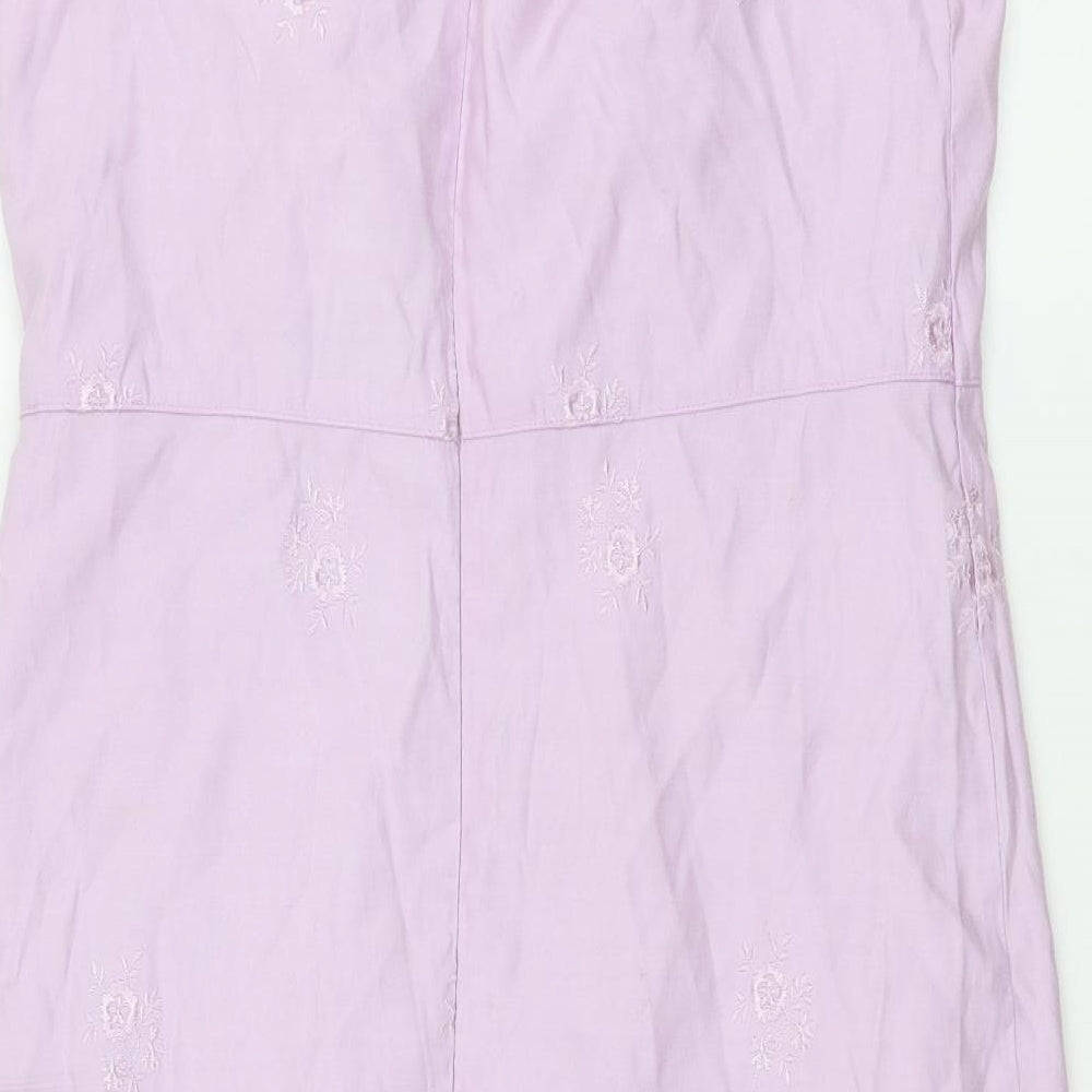 Gap Womens Purple Polyester Slip Dress Size 8 Round Neck Zip