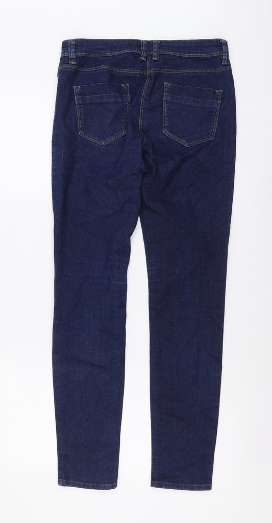 NEXT Womens Blue Cotton Skinny Jeans Size 8 L29 in Regular Button