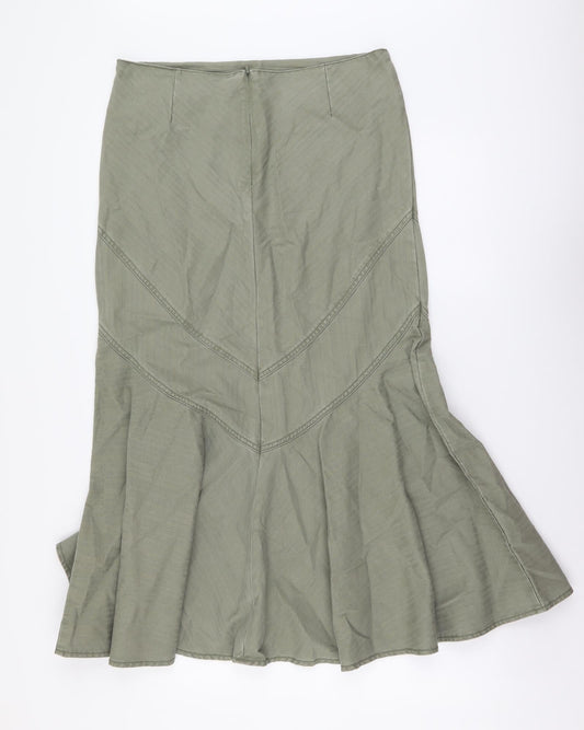 George Womens Green Cotton A-Line Skirt Size 12 Zip