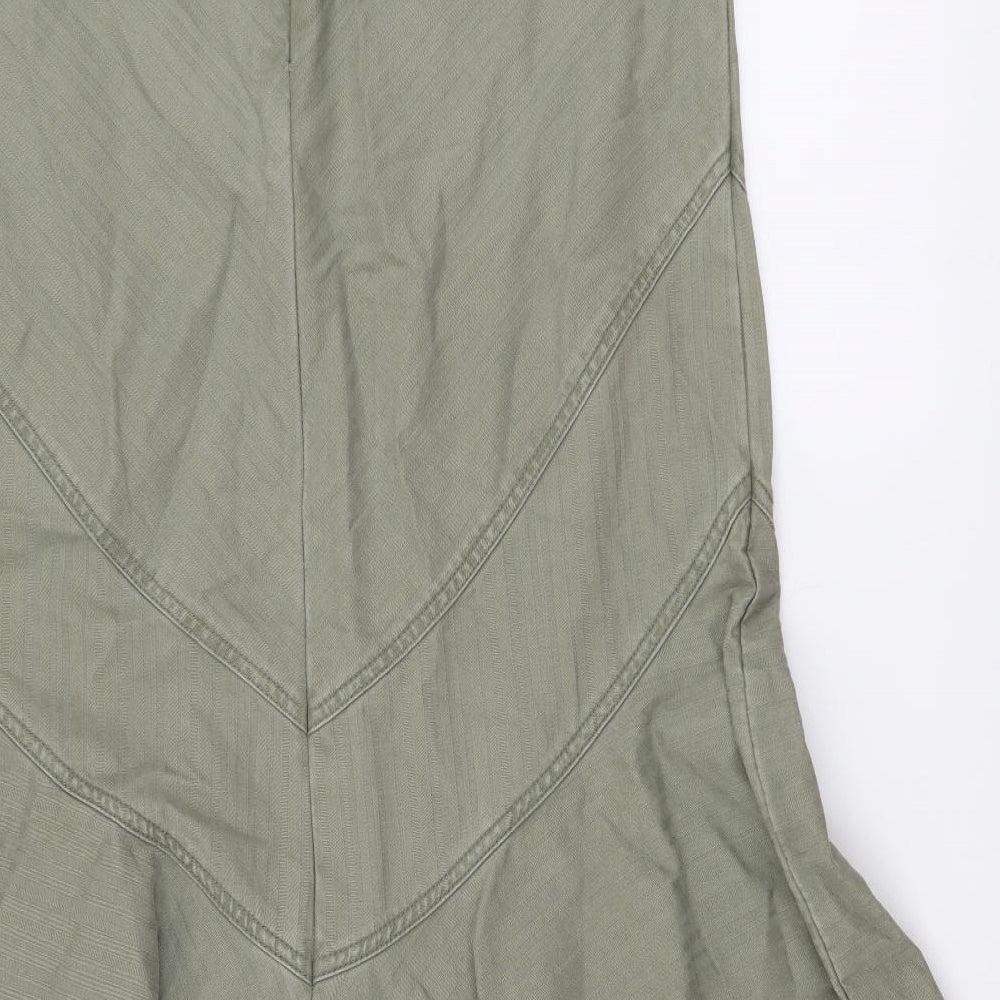 George Womens Green Cotton A-Line Skirt Size 12 Zip