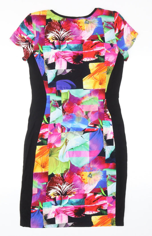 Lakeland Womens Multicoloured Floral Polyester Pencil Dress Size 10 Boat Neck Pullover