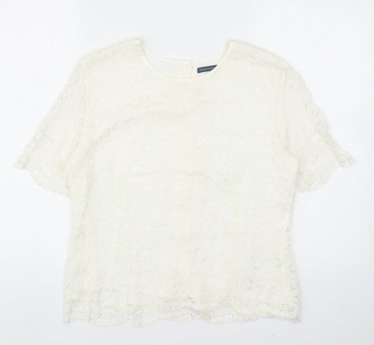 Womens UK Size 14 Debenhams Ivory Basic T-Shirt