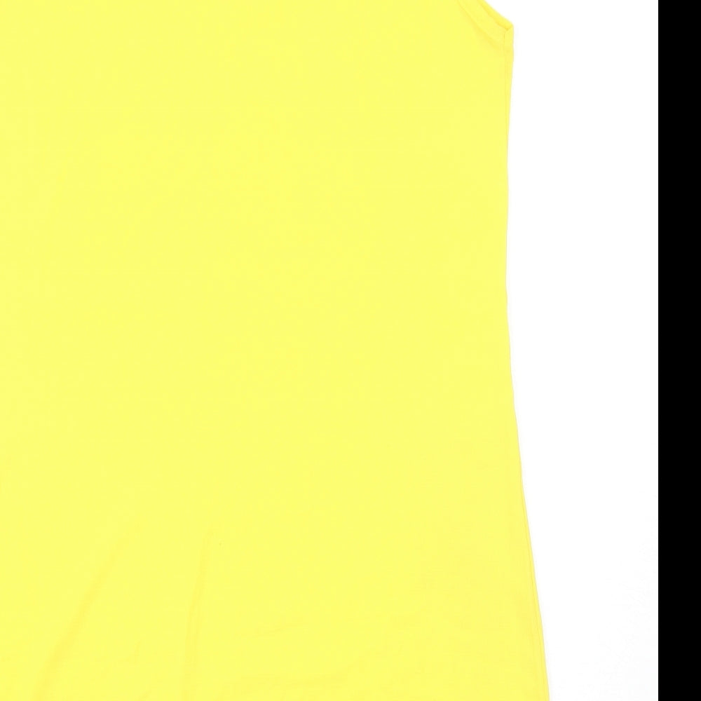 Boohoo Womens Yellow Polyester Shift Size 12 V-Neck Pullover