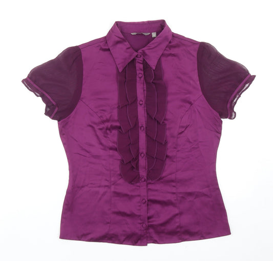 Womens UK Size 12 Mia Moda Purple Basic Button-Up
