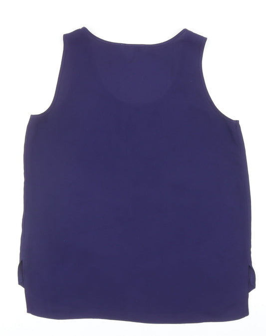 Papaya Womens Blue Polyester Basic Tank Size 10 Round Neck
