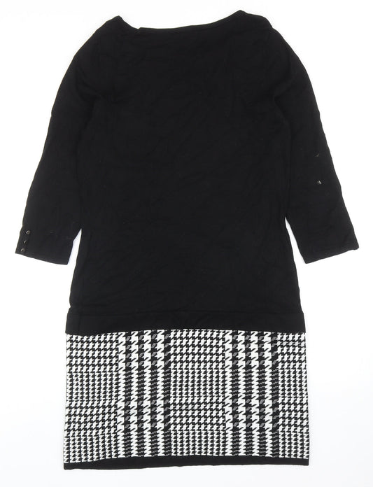 Preworn Womens Black Viscose Sheath Size M Round Neck Pullover