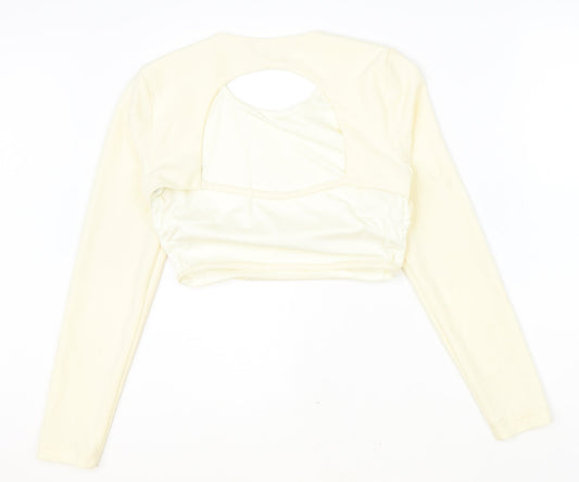 Womens UK Size M Zara Ivory Cropped Blouse