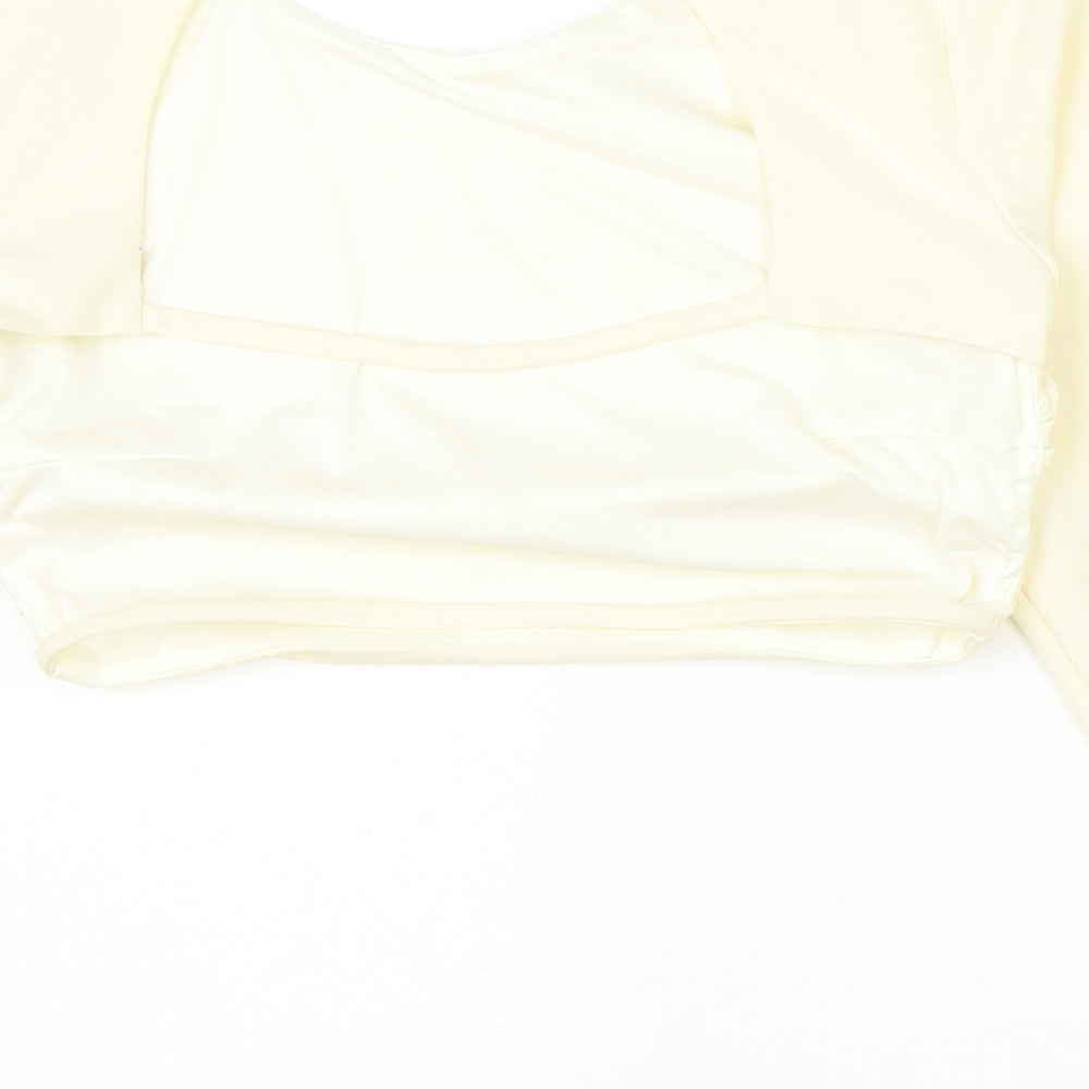 Womens UK Size M Zara Ivory Cropped Blouse