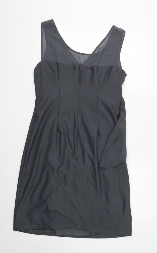 Per Una Womens Grey Polyester Shift Size 16 Scoop Neck Zip - Draped