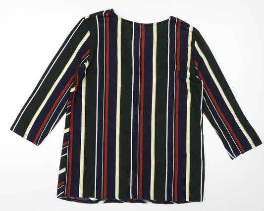 Papaya Womens Multicoloured Striped Polyester Basic Button-Up Size 16 V-Neck